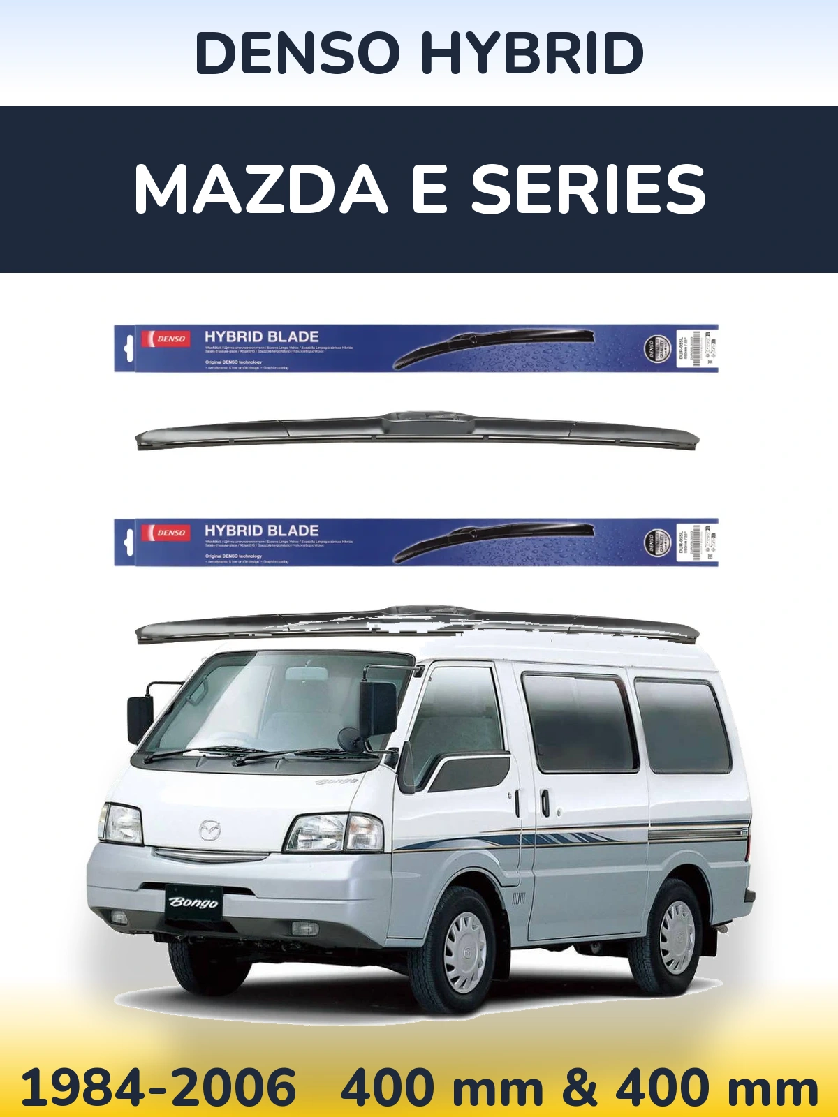 Komplet przednich wycieraczek Denso Hybrid 400 & 400 mm do Mazda E Series 1984-2006