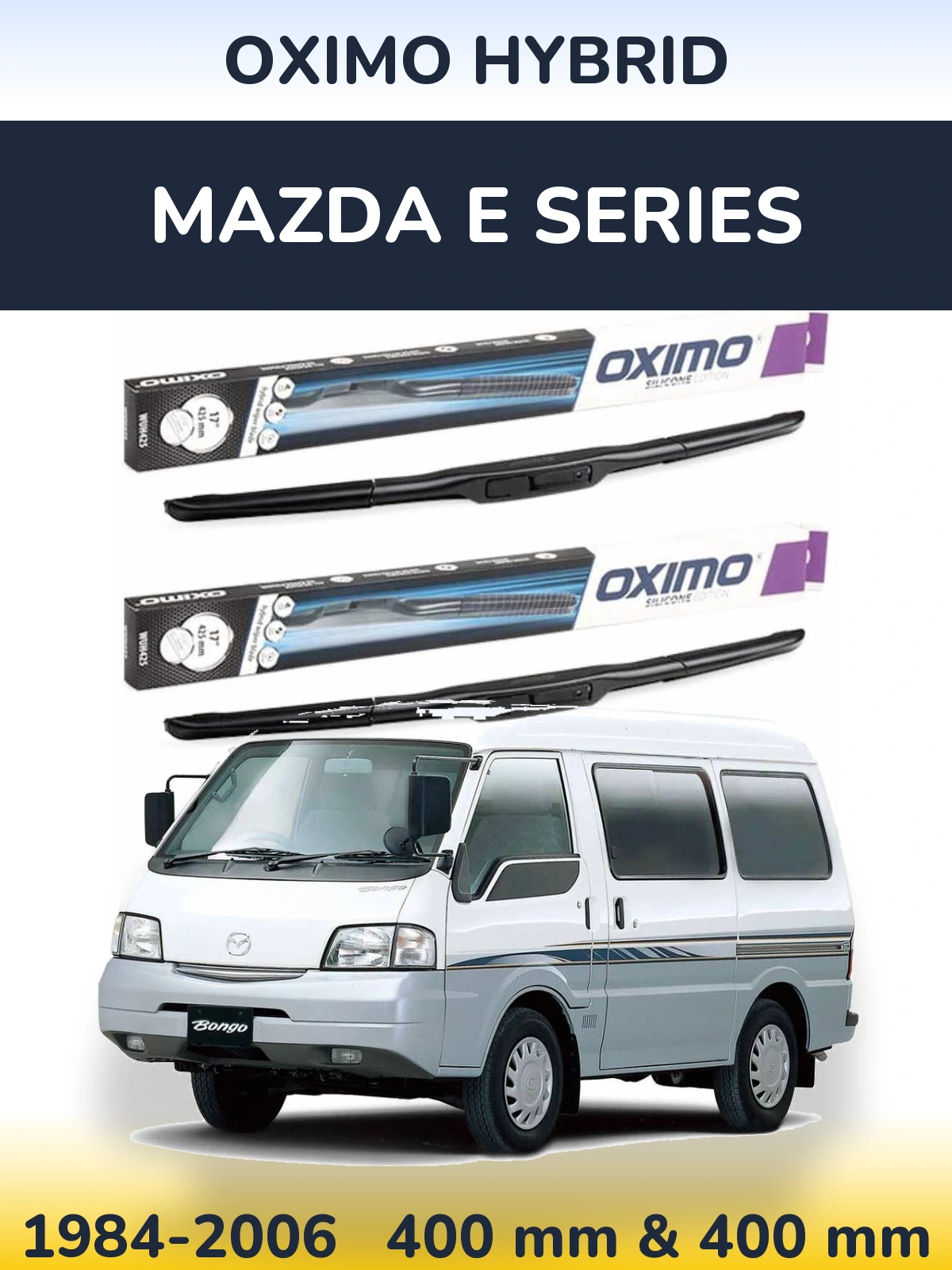 Комплект передніх щіток Oximo Hybrid 400 & 400 мм для Mazda E Series 1984-2006