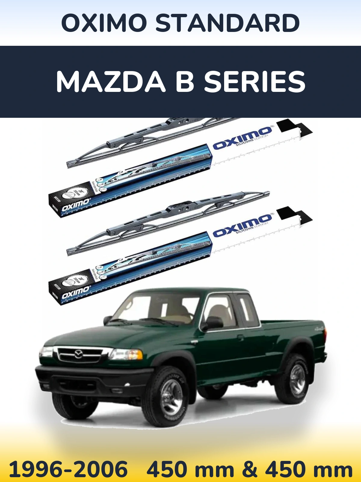 Front wiper blade set Oximo Standard 450 & 450 mm for Mazda B Series 1996-2006