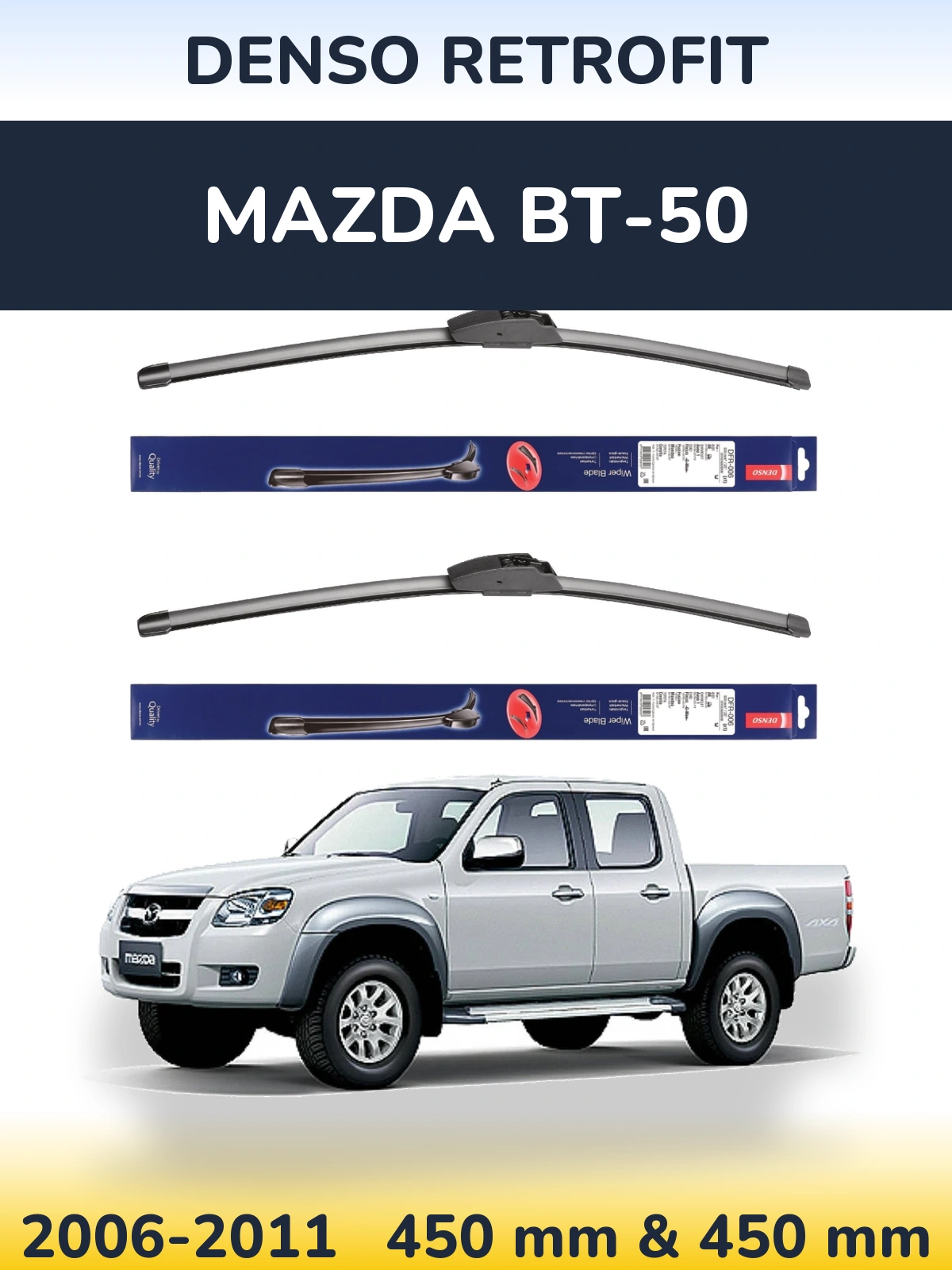 Комплект передних дворников Denso Retrofit 450 & 450 мм для Mazda BT-50 2006-2011