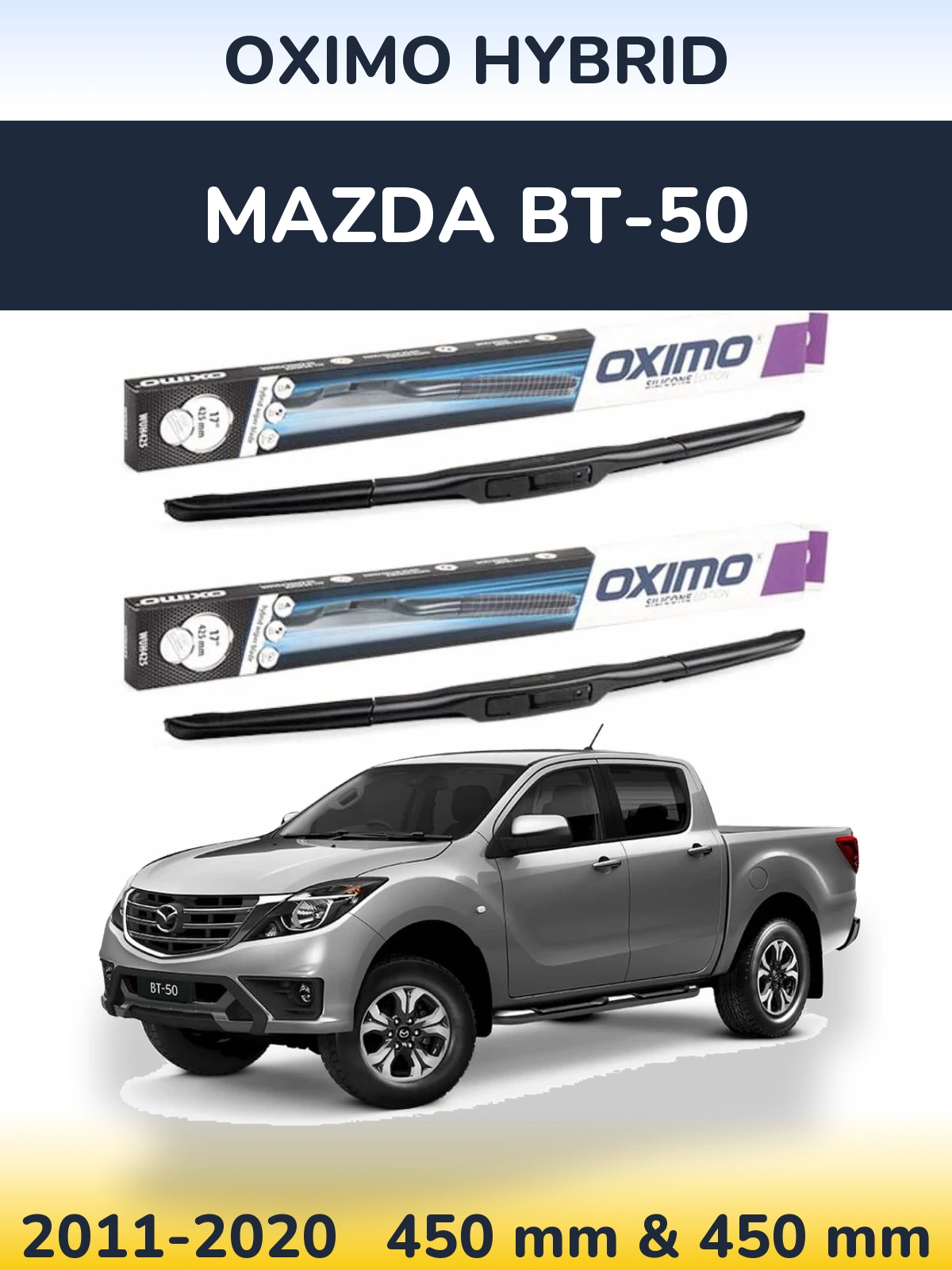 Komplet przednich wycieraczek Oximo Hybrid 450 & 450 mm do Mazda BT-50 2011-2020