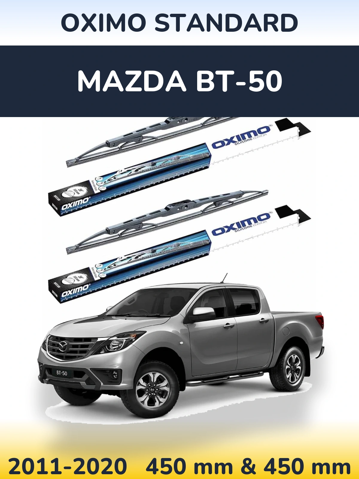Комплект передних дворников Oximo Standard 450 & 450 мм для Mazda BT-50 2011-2020