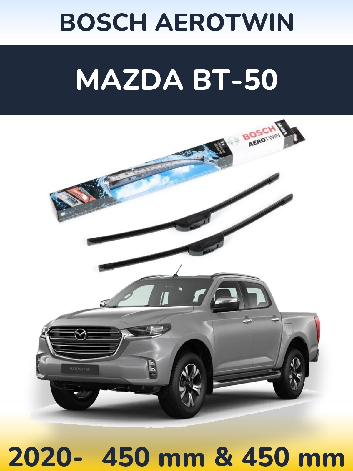Комплект передніх щіток BOSCH AeroTwin 450 & 450 мм для Mazda BT-50 2020-2026