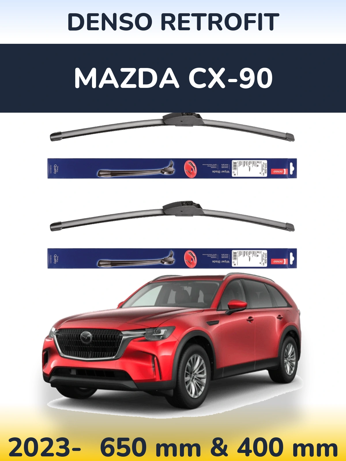 Komplet przednich wycieraczek Denso Retrofit 650 & 400 mm do Mazda CX-90 2023-2026