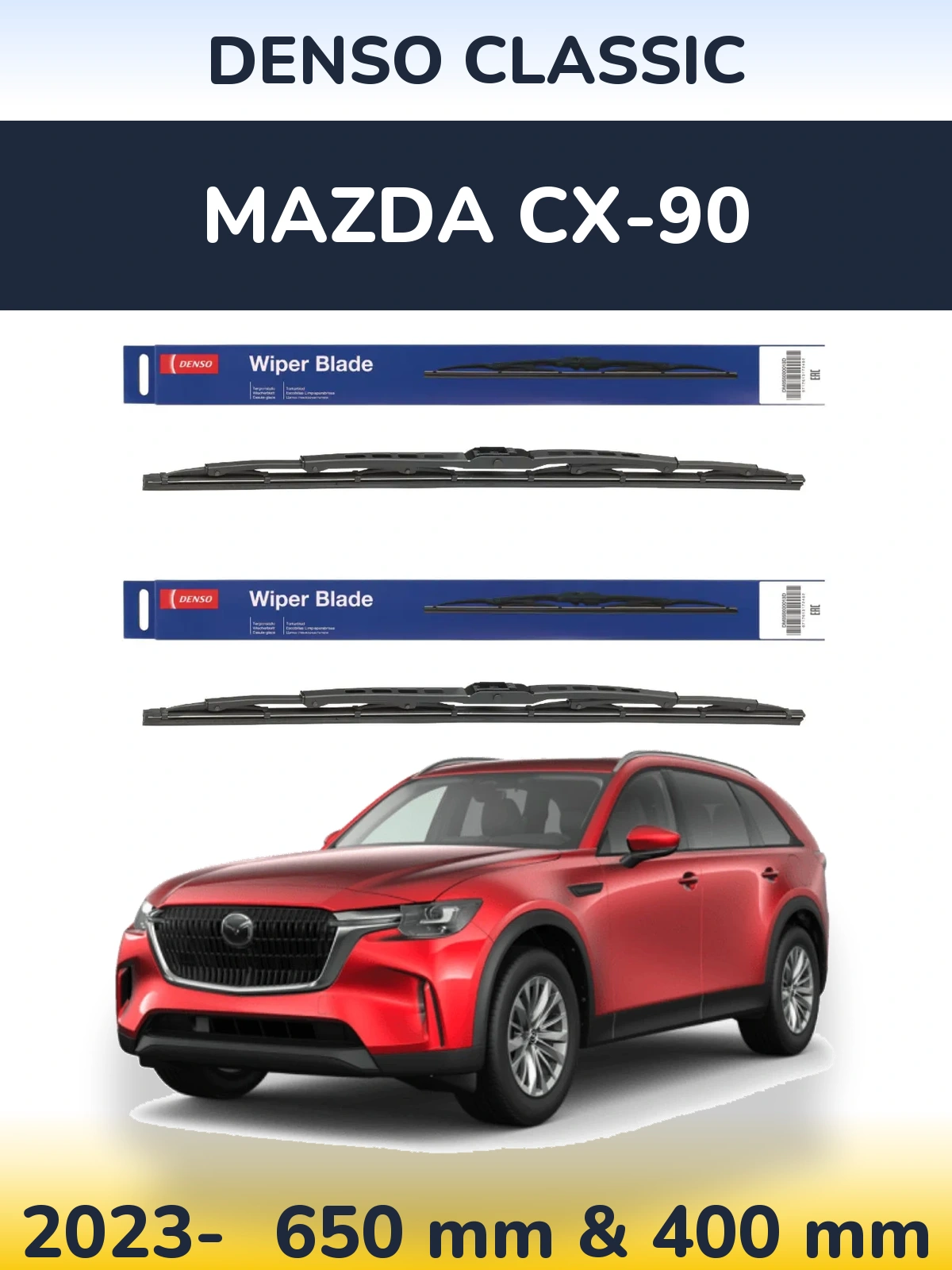 Komplet przednich wycieraczek Denso Classic 650 & 400 mm do Mazda CX-90 2023-2026