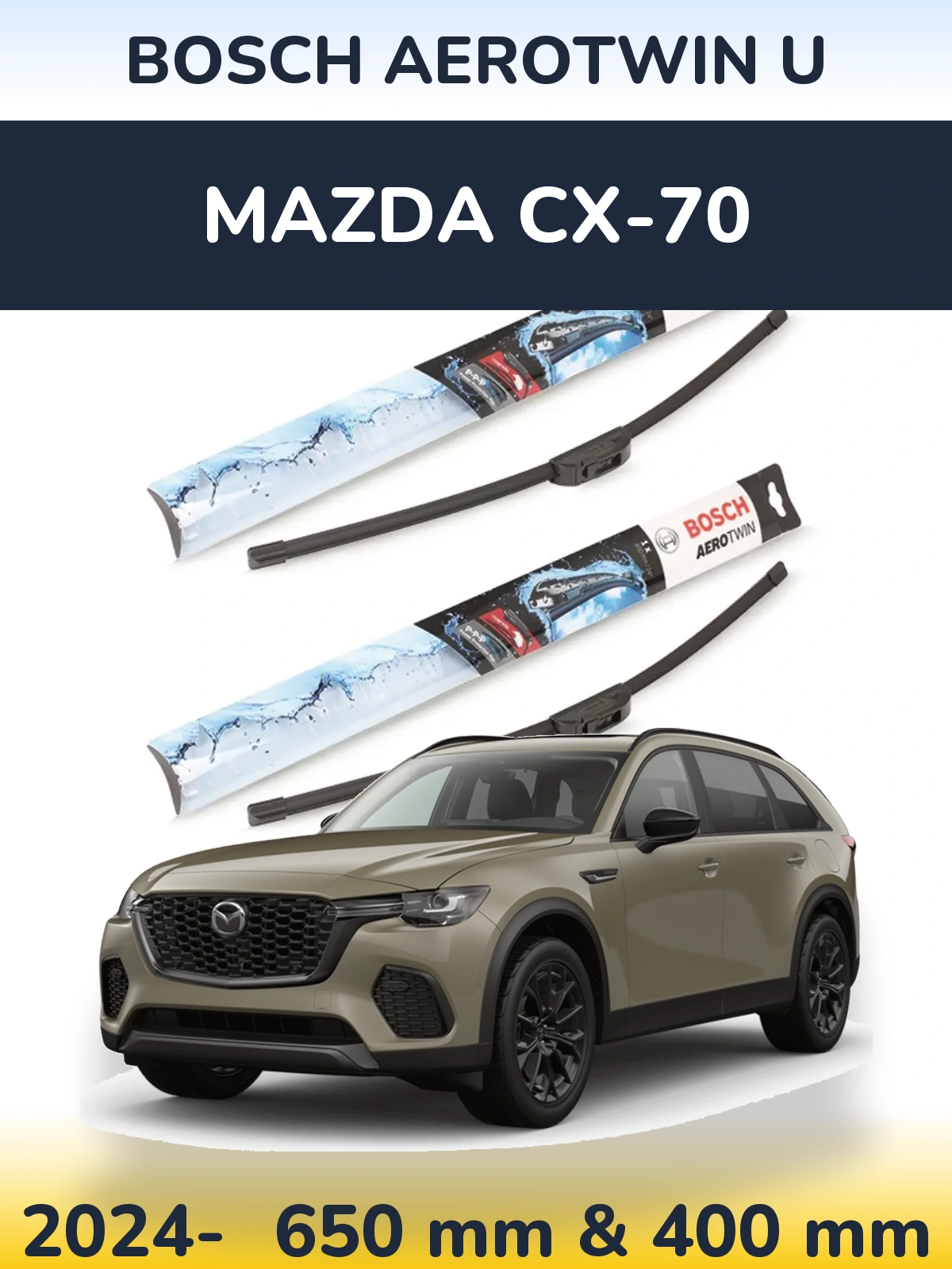 Комплект передних дворников BOSCH AeroTwin U 650 & 400 мм для Mazda CX-70 2024-2026