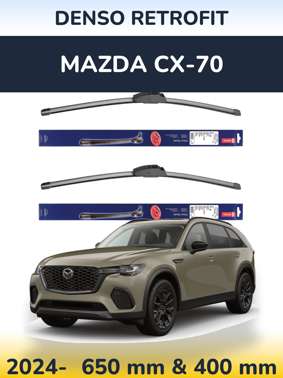 Комплект передних дворников Denso Retrofit 650 & 400 мм для Mazda CX-70 2024-2026