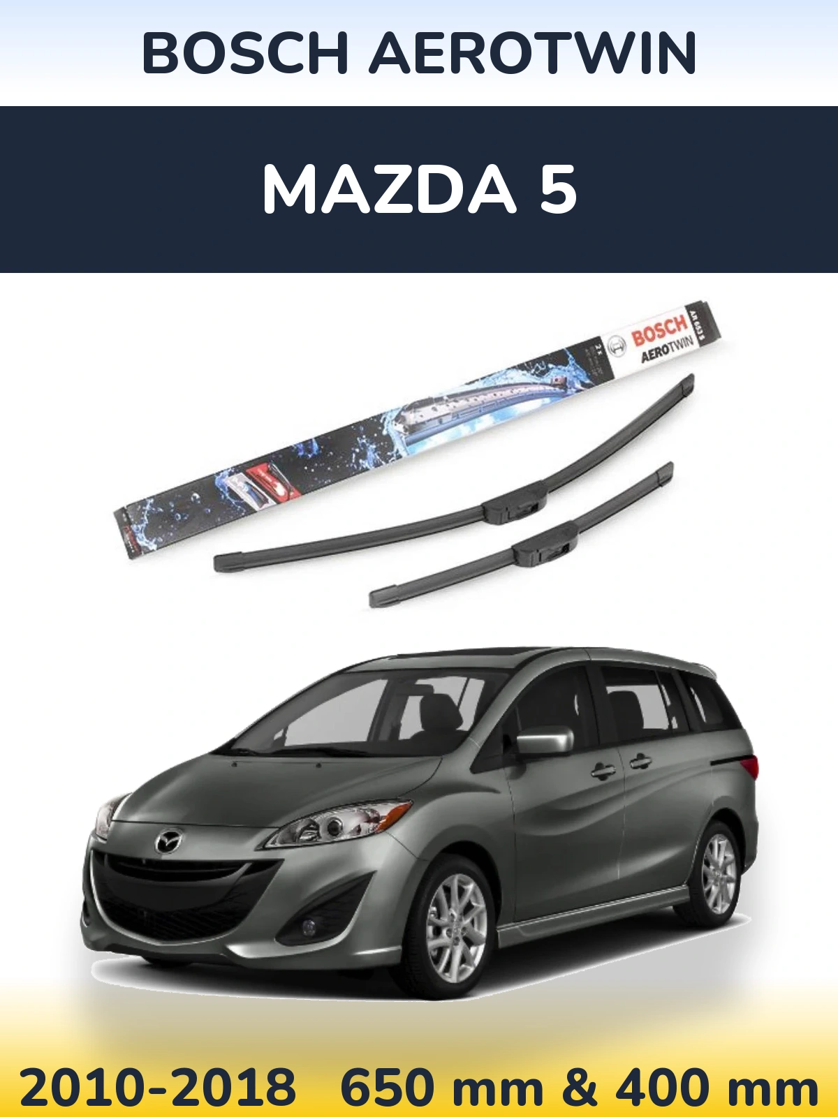 Комплект передніх щіток BOSCH AeroTwin 650 & 400 мм для Mazda 5 2010-2018