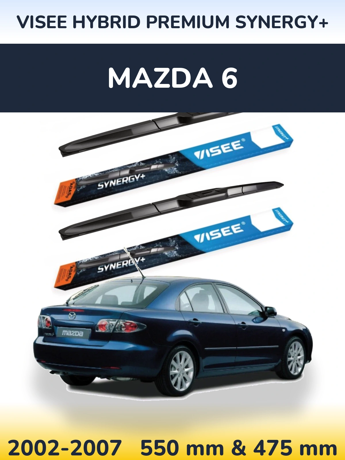 Комплект передних дворников VISEE HYBRID PREMIUM SYNERGY+ 550 & 475 мм для Mazda 6 2002-2007