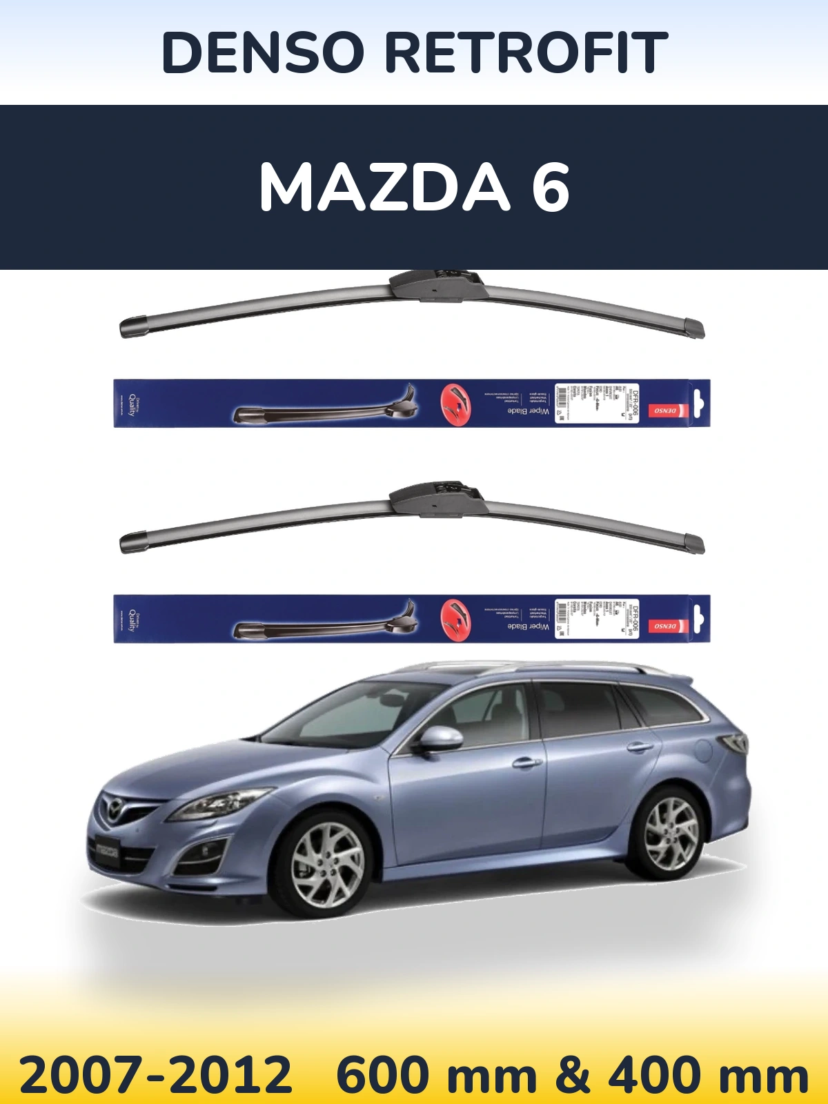 Комплект передних дворников Denso Retrofit 600 & 400 мм для Mazda 6 2007-2012