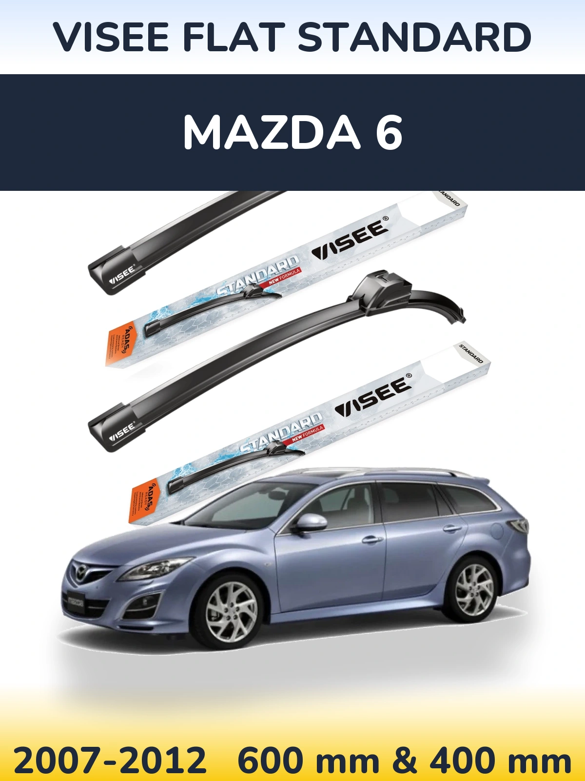 Комплект передніх щіток VISEE FLAT STANDARD 600 & 400 мм для Mazda 6 2007-2012