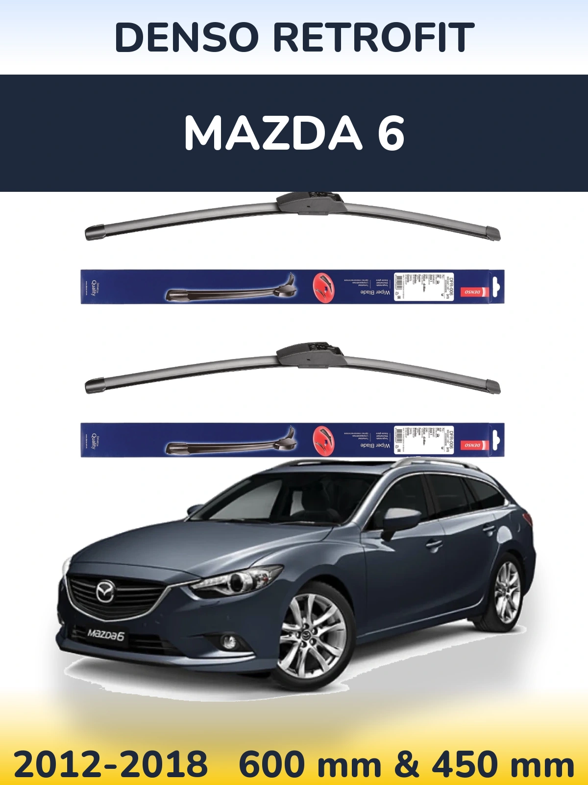 Komplet przednich wycieraczek Denso Retrofit 600 & 450 mm do Mazda 6 2012-2018