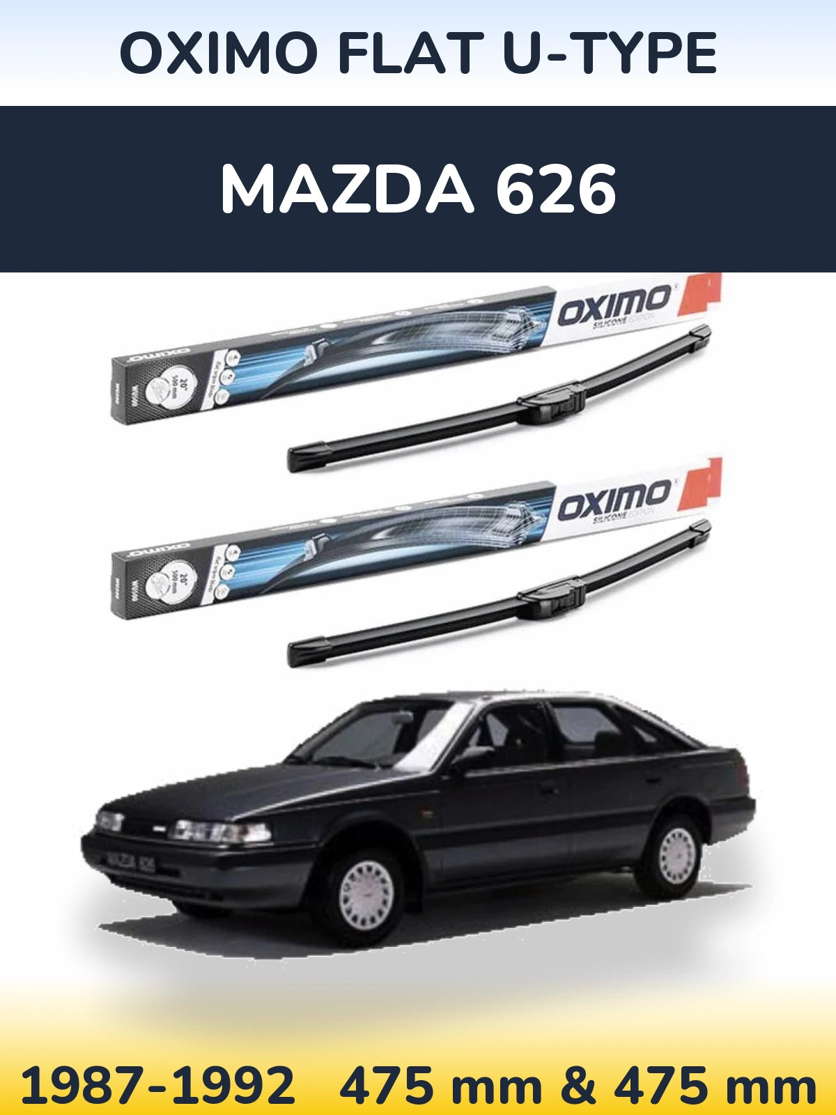 Комплект передніх щіток Oximo Flat U-type 475 & 475 мм для Mazda 626 1987-1992