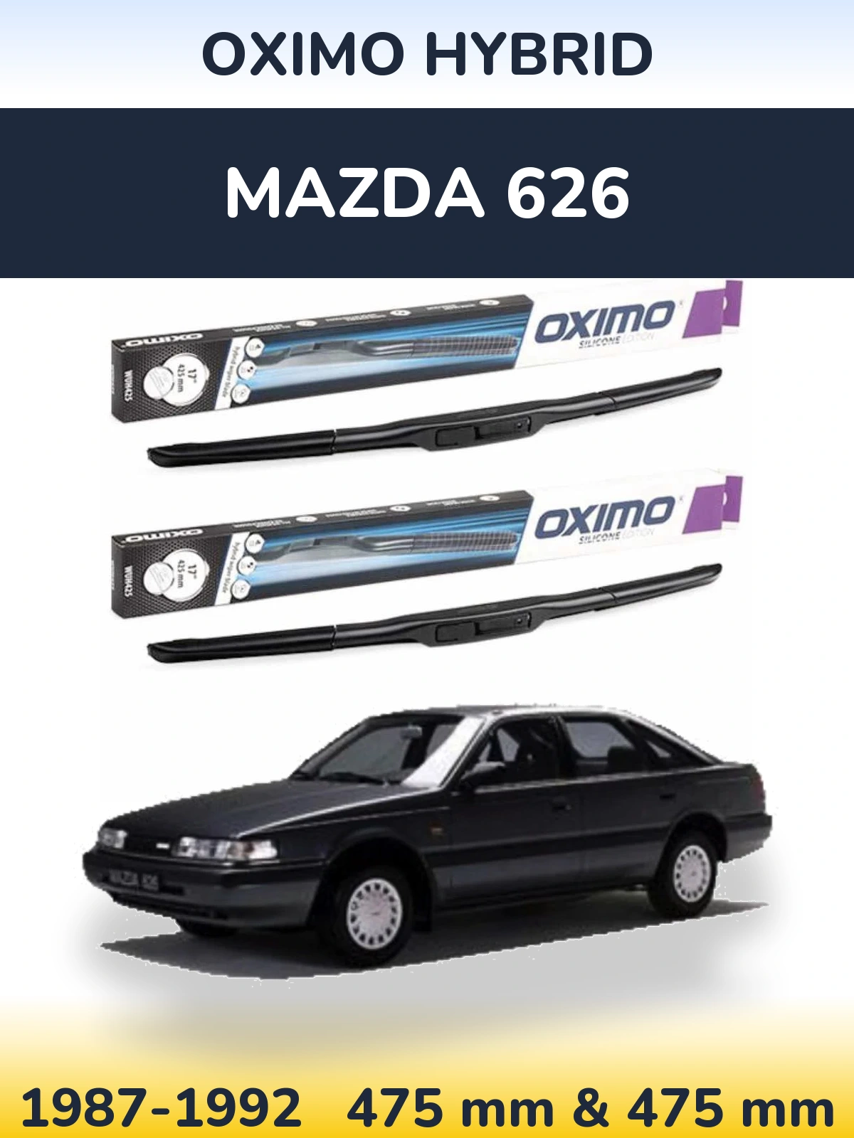 Комплект передних дворников Oximo Hybrid 475 & 475 мм для Mazda 626 1987-1992