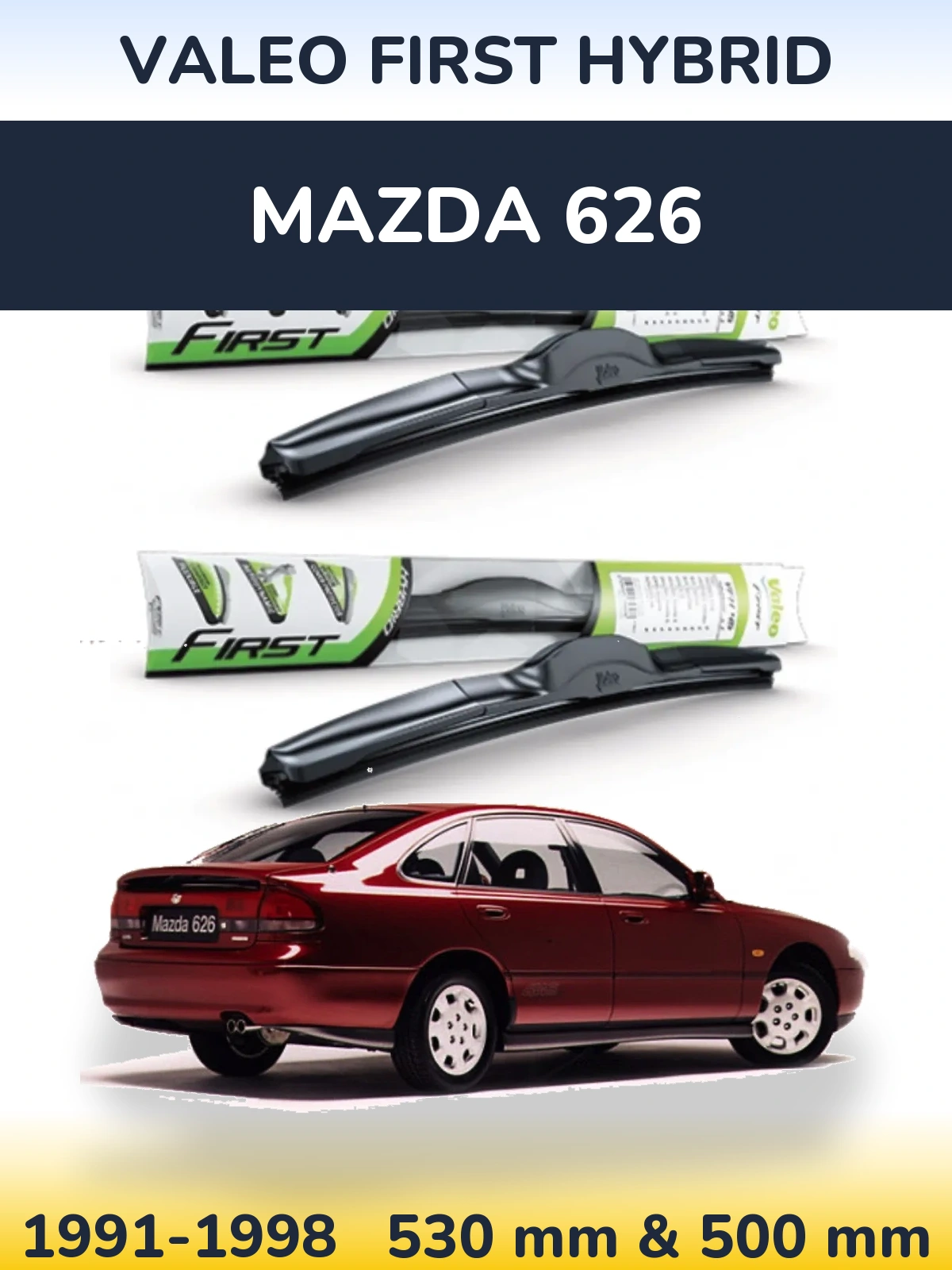 Комплект передних дворников Valeo First Hybrid 530 & 500 мм для Mazda 626 1991-1998