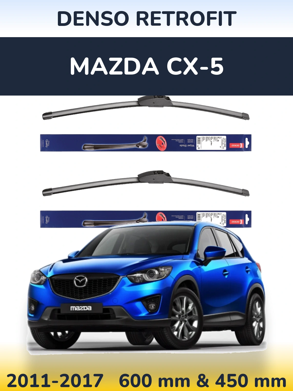 Комплект передніх щіток Denso Retrofit 600 & 450 мм для Mazda CX-5 2011-2017