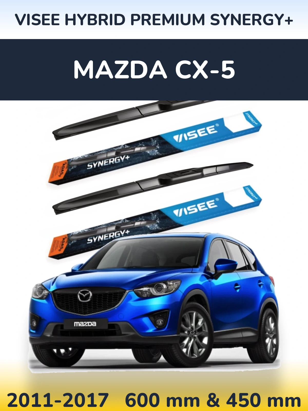 Комплект передних дворников VISEE HYBRID PREMIUM SYNERGY+ 600 & 450 мм для Mazda CX-5 2011-2017