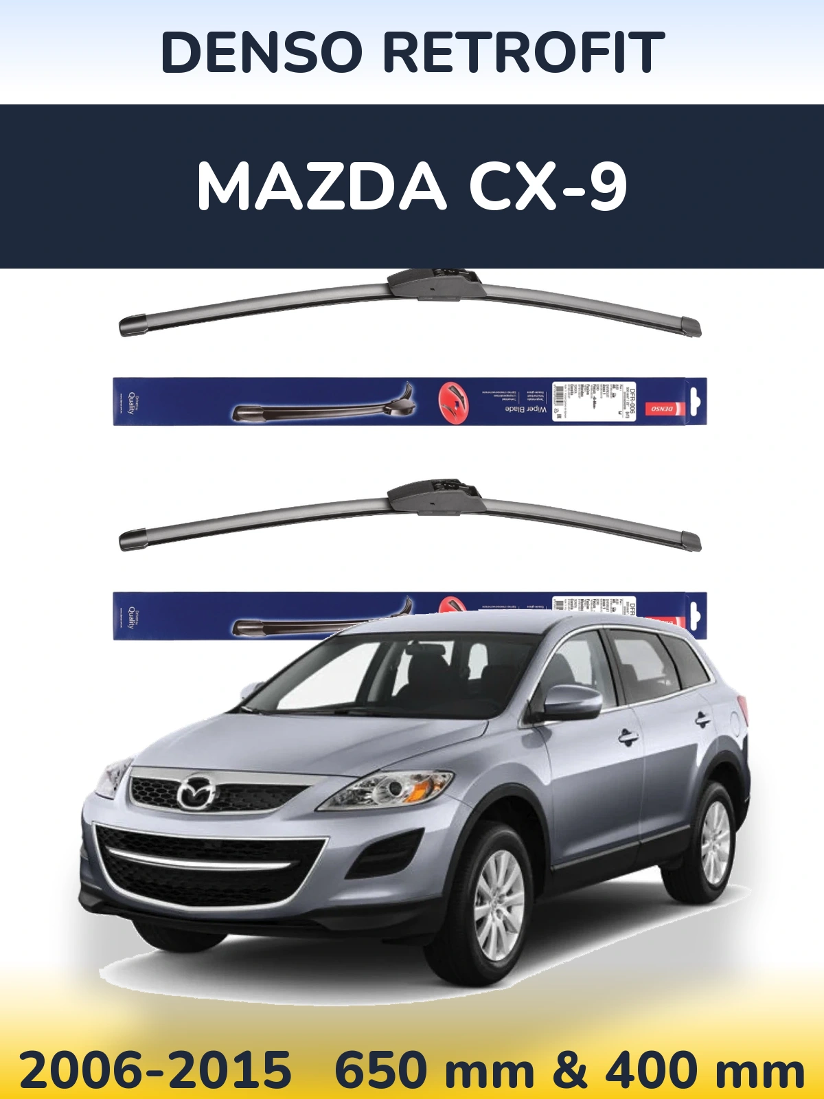 Комплект передних дворников Denso Retrofit 650 & 400 мм для Mazda CX-9 2006-2015