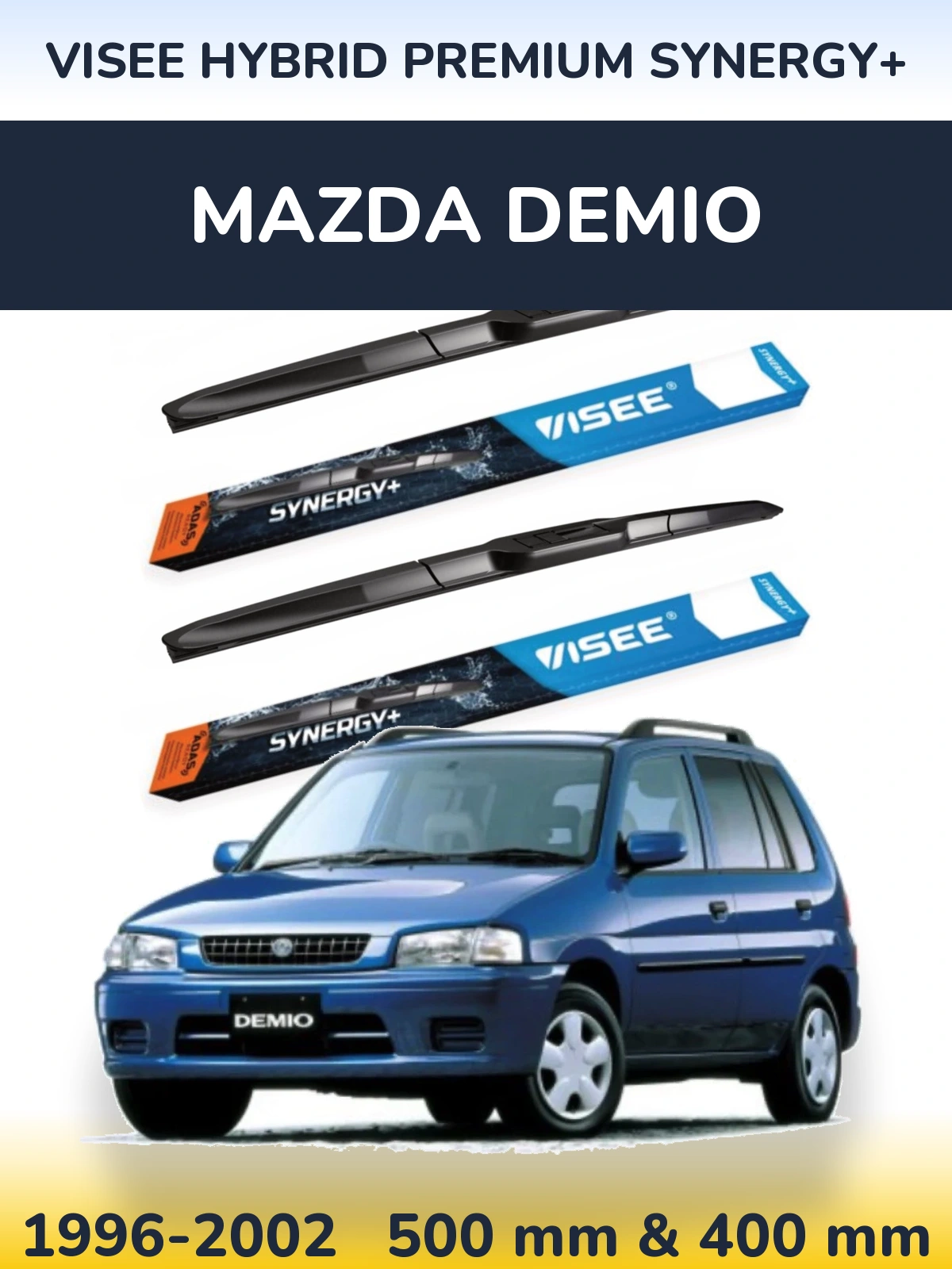 Комплект передних дворников VISEE HYBRID PREMIUM SYNERGY+ 500 & 400 мм для Mazda Demio 1996-2002