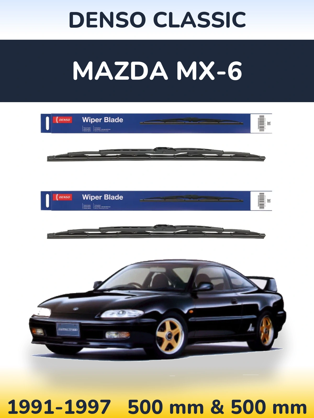 Komplet przednich wycieraczek Denso Classic 500 & 500 mm do Mazda MX-6 1991-1997