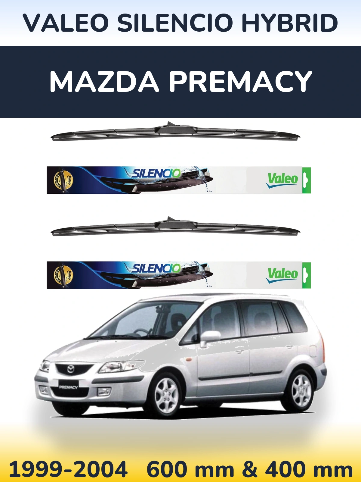 Комплект передних дворников Valeo Silencio Hybrid 600 & 400 мм для Mazda Premacy 1999-2004