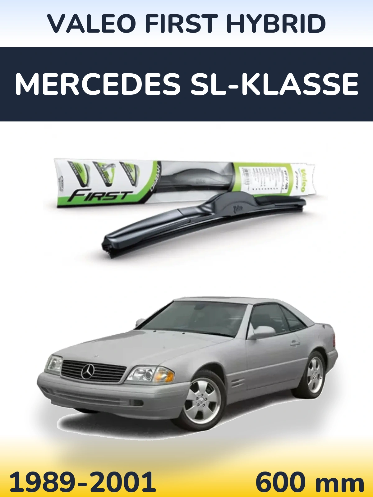 Front wiper blade Valeo First Hybrid 600 mm for Mercedes SL-Klasse 1989-2001