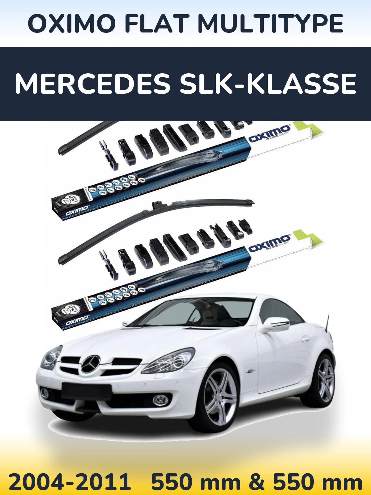 Комплект передних дворников Oximo Flat MultiТипe 550 & 550 мм для Mercedes SLK-Klasse 2004-2011