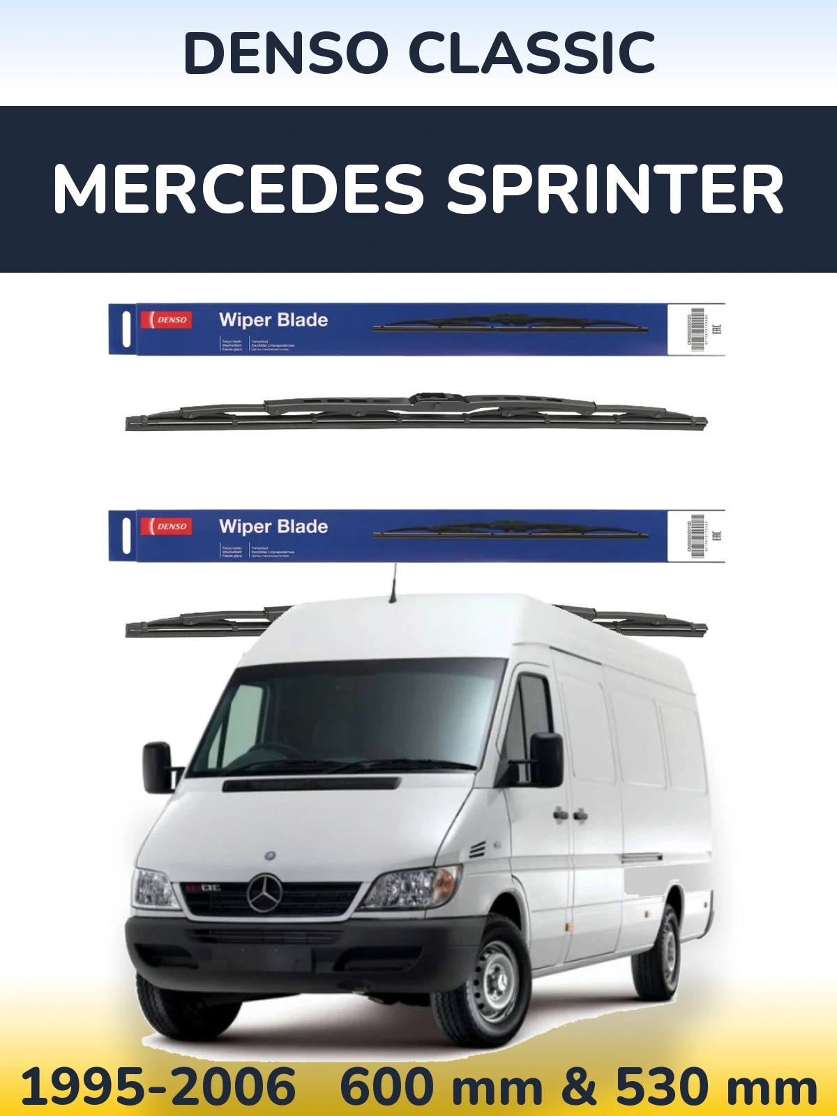 Front wiper blade set Denso Classic 600 & 530 mm for Mercedes Sprinter 1995-2006