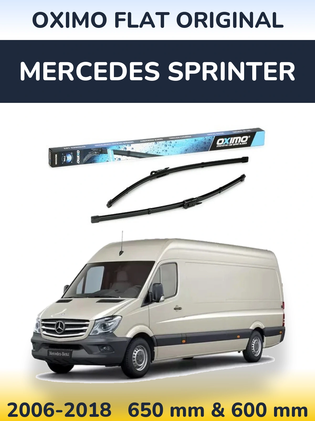 Front wiper blade set Oximo Flat Original 650 & 600 mm for Mercedes Sprinter 2006-2018