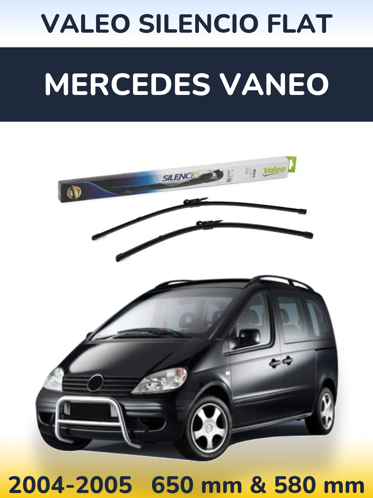 Комплект передних дворников Valeo Silencio Flat 650 & 580 мм для Mercedes Vaneo 2004-2005