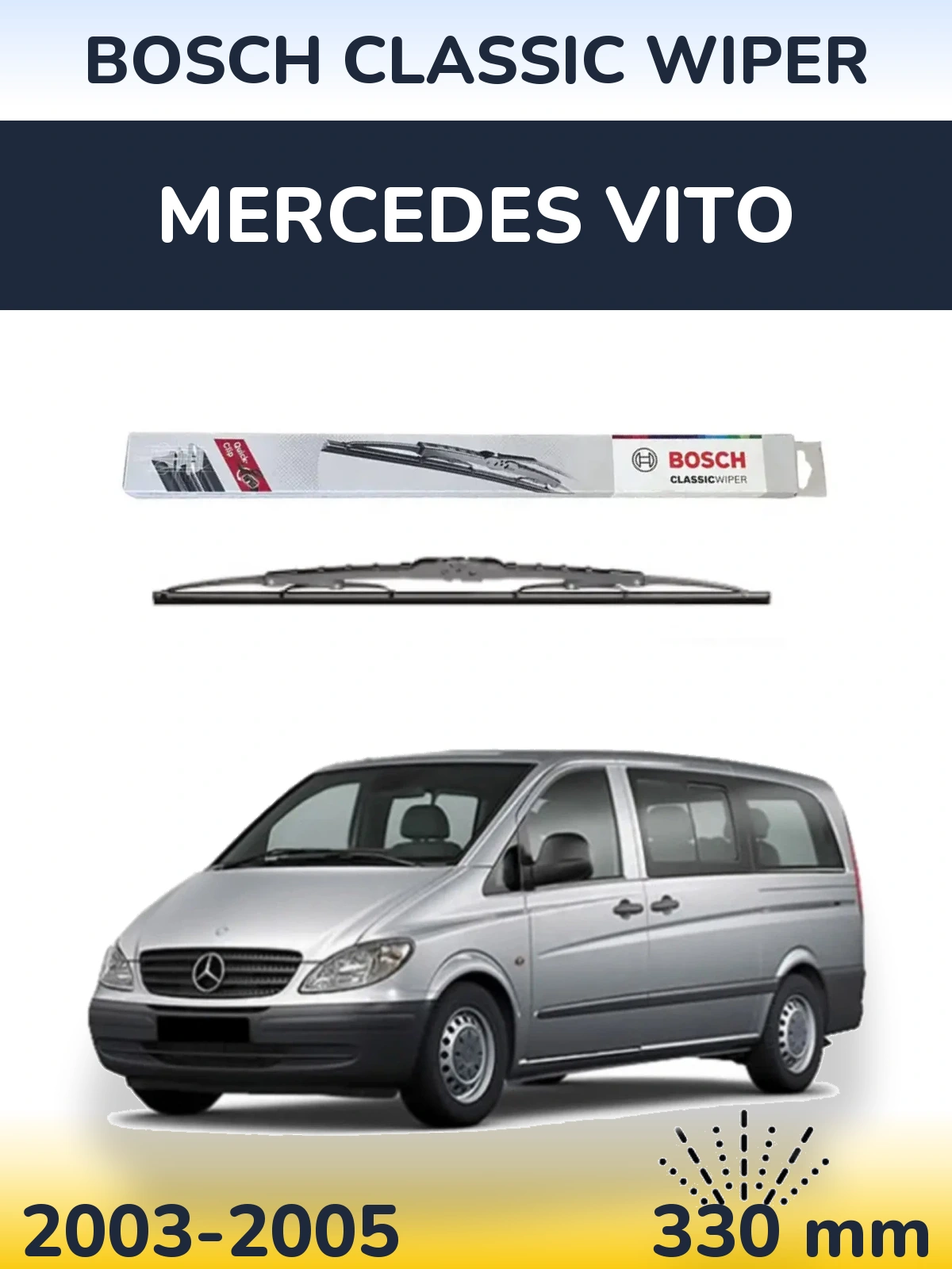 Tylna wycieraczka BOSCH Classic Wiper 340 mm do Mercedes Vito 2003-2005