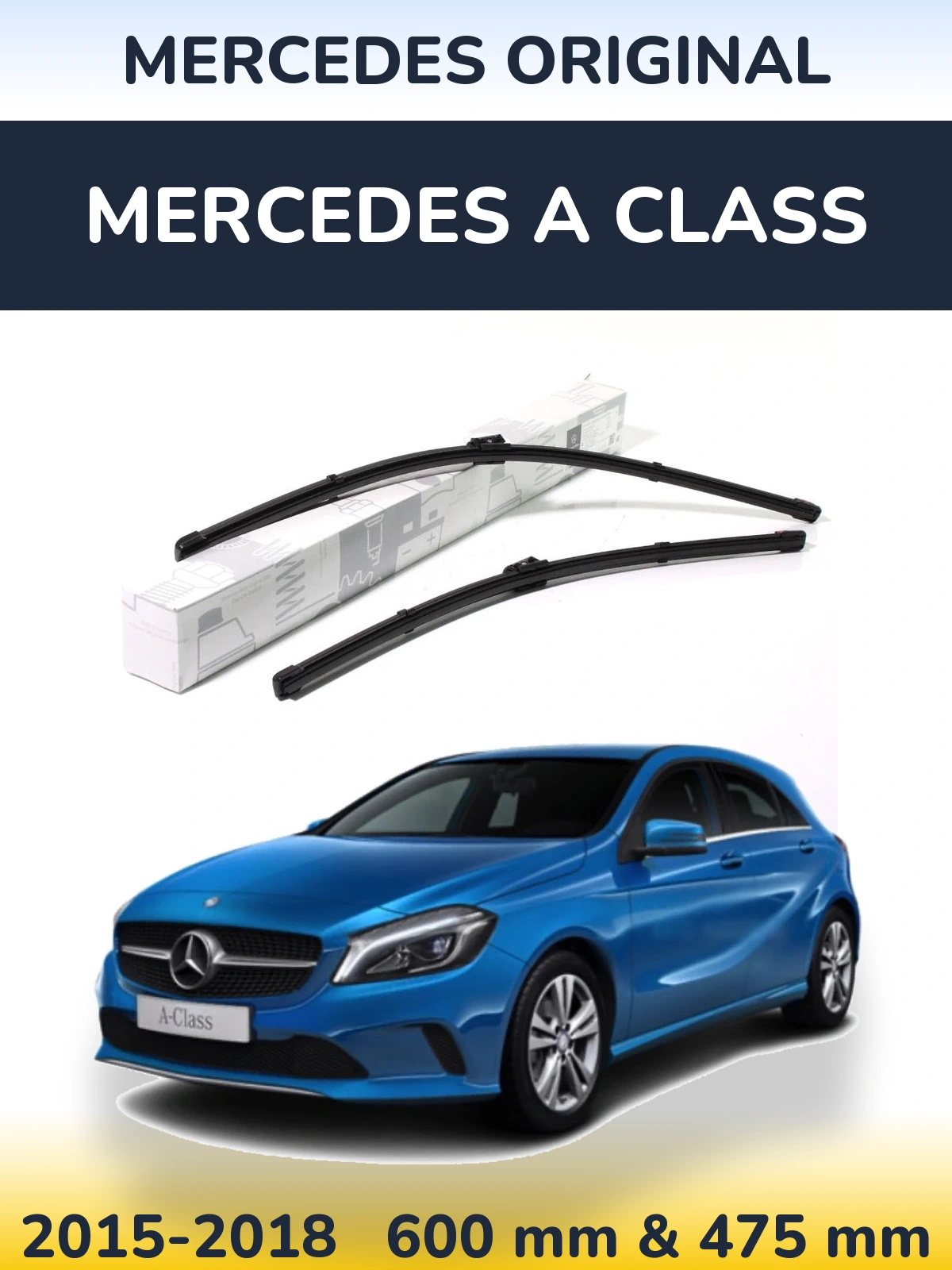 Front wiper blade set Mercedes OEM Mercedes Original 600 & 475 mm for Mercedes A Class 2015-2018