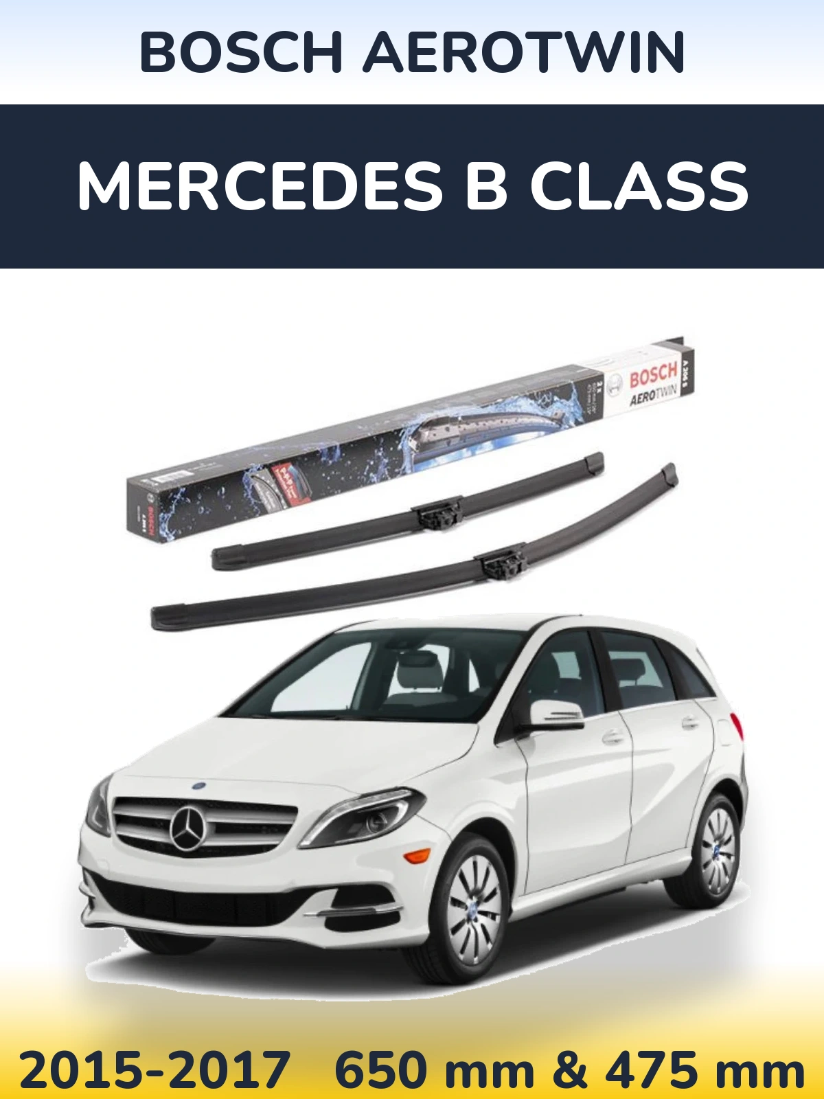 Комплект передніх щіток BOSCH AeroTwin 650 & 475 мм для Mercedes B Class 2015-2017