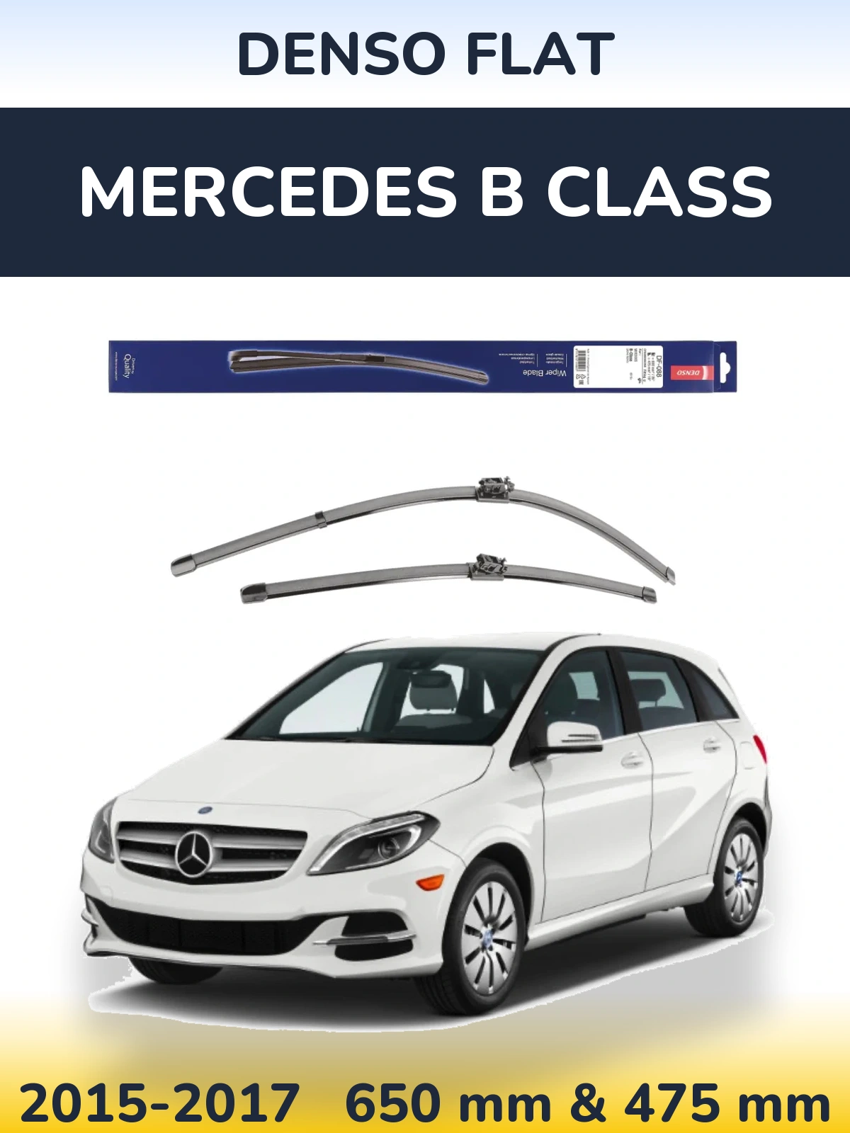 Komplet przednich wycieraczek Denso Flat 650 & 475 mm do Mercedes Klasa B 2015-2017