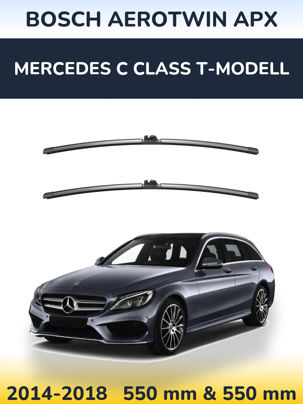 Комплект передних дворников BOSCH AeroTwin APX 550 & 550 мм для Mercedes C Class T-Модельl 2014-2018