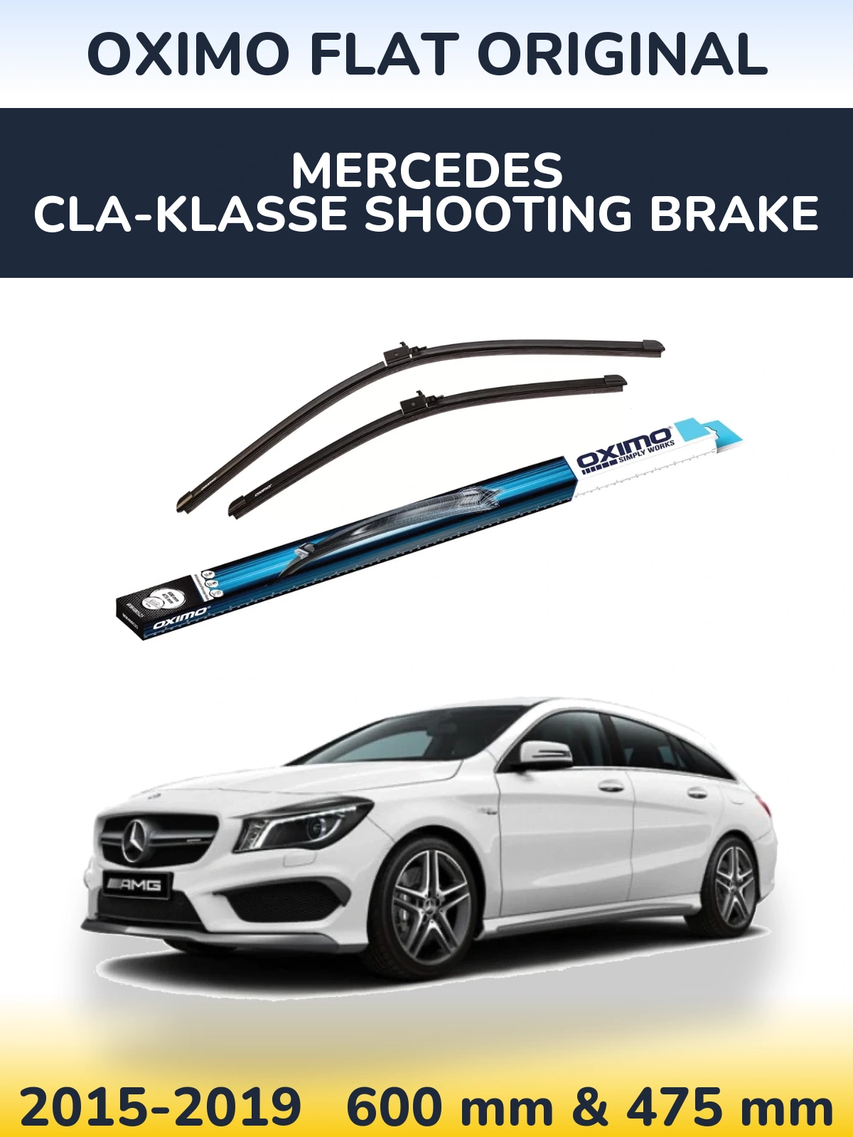 Комплект передніх щіток Oximo Flat Original 600 & 475 мм для Mercedes CLA-Klasse Shooting Brake 2015-2019