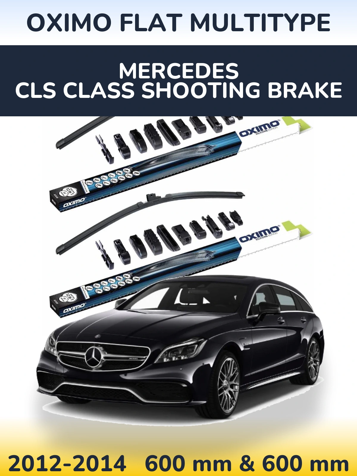 Комплект передніх щіток Oximo Flat MultiТипe 600 & 600 мм для Mercedes CLS Class Shooting Brake 2012-2014