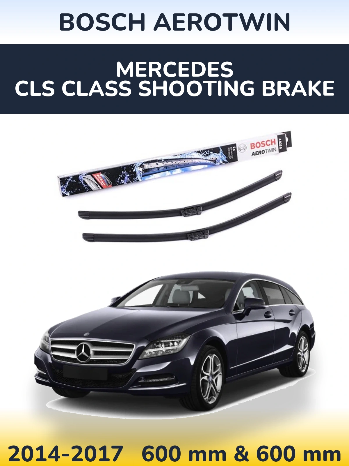 Комплект передніх щіток BOSCH AeroTwin 600 & 600 мм для Mercedes CLS Class Shooting Brake 2014-2017