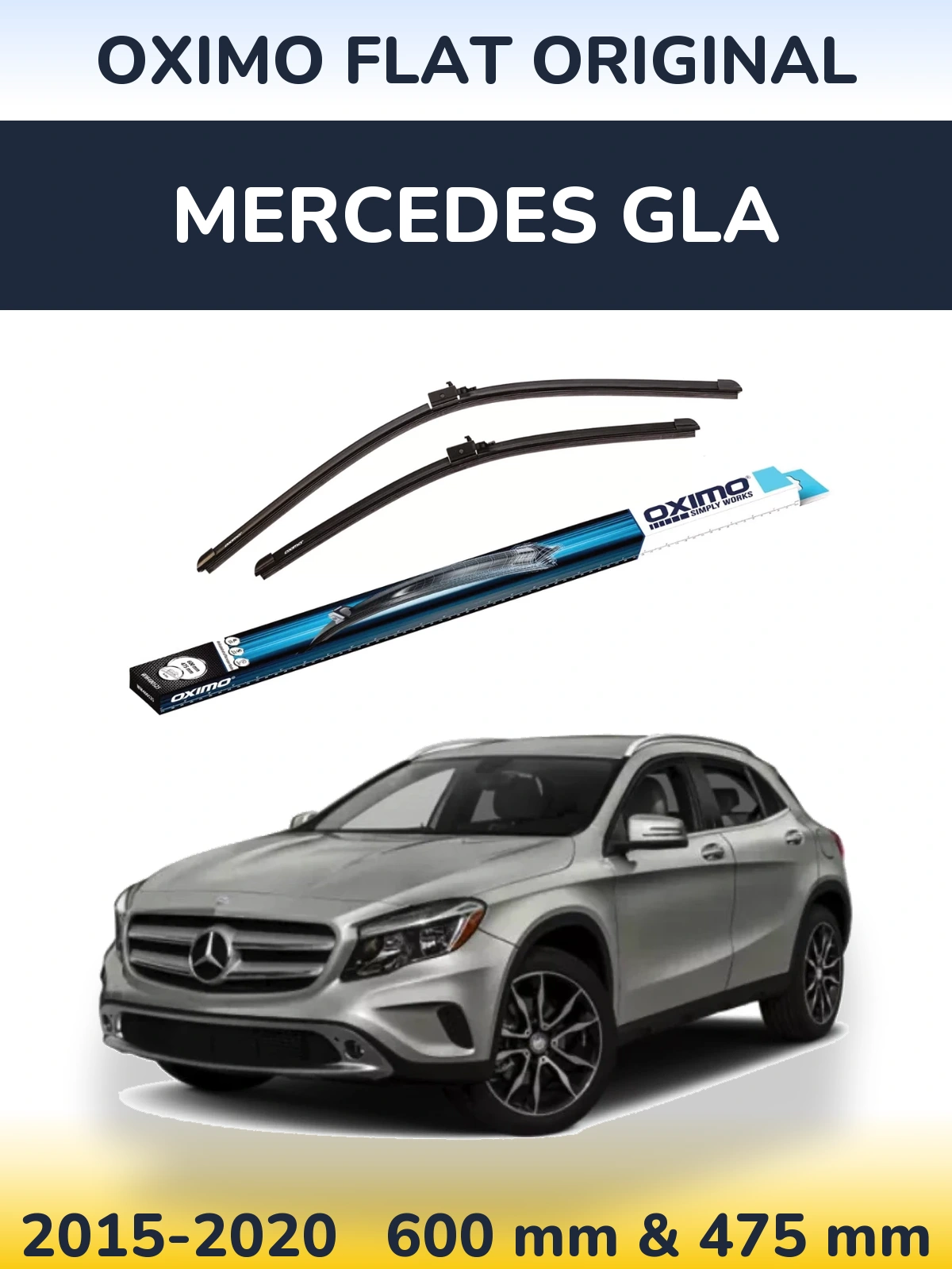 Комплект передніх щіток Oximo Flat Original 600 & 475 мм для Mercedes GLA 2015-2020