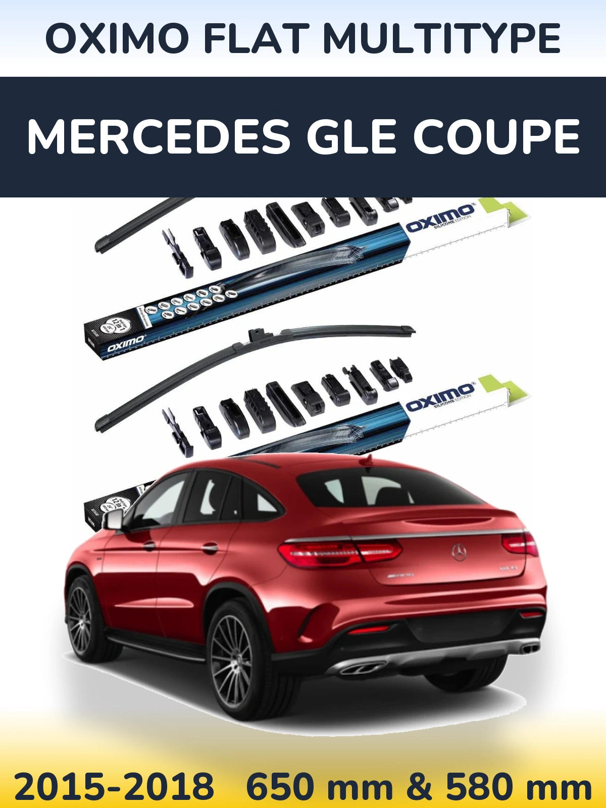Комплект передніх щіток Oximo Flat MultiТипe 650 & 580 мм для Mercedes GLE Coupe 2015-2018