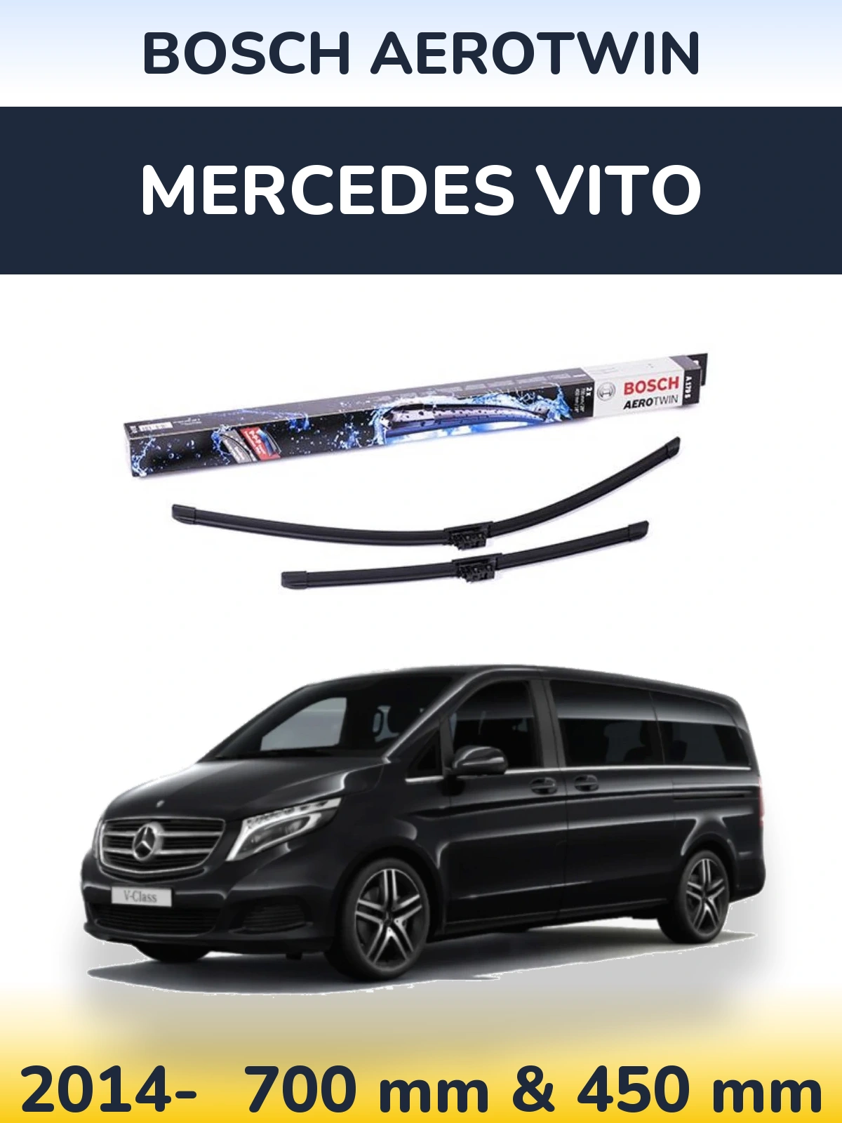 Komplet przednich wycieraczek BOSCH AeroTwin 700 & 450 mm do Mercedes Vito 2014-2026