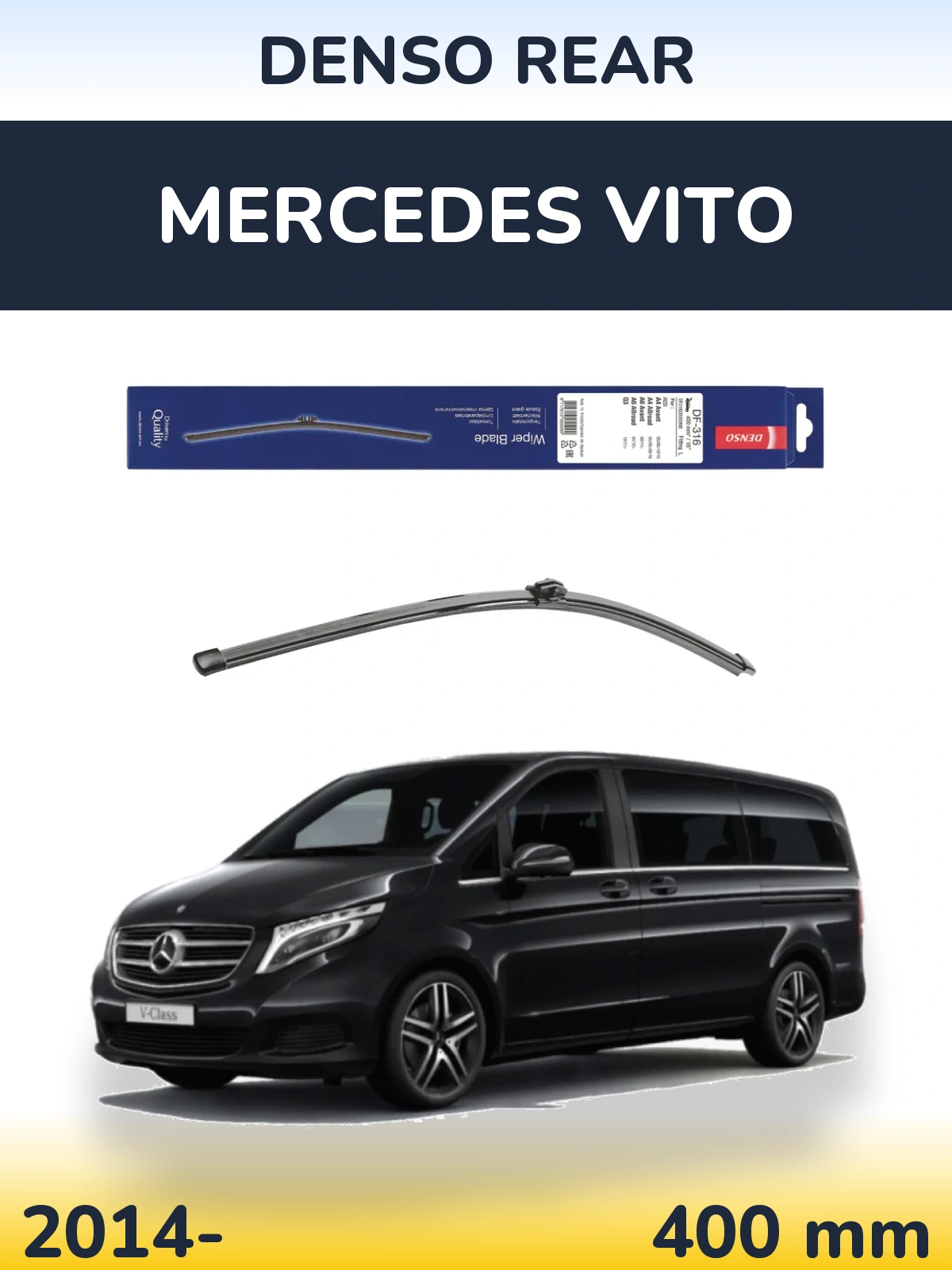 Rear wiper blade Denso Rear 400 mm for Mercedes Vito 2014-2026