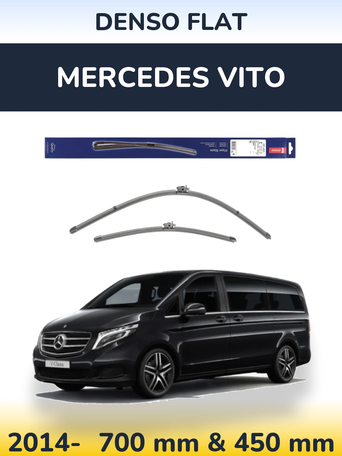 Комплект передних дворников Denso Flat 700 & 450 мм для Mercedes Vito 2014-2026