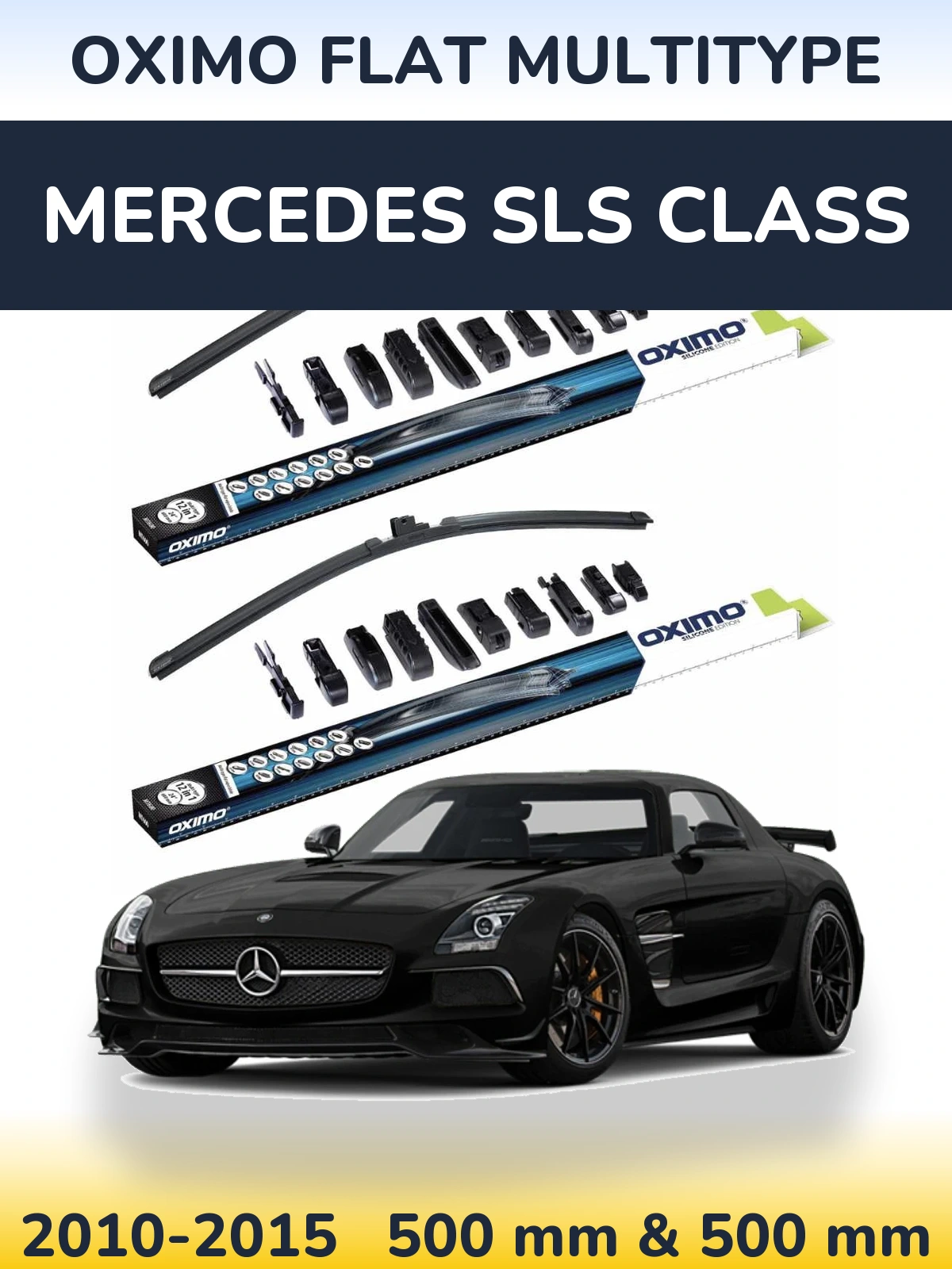 Комплект передних дворников Oximo Flat MultiТипe 500 & 500 мм для Mercedes SLS Class 2010-2015