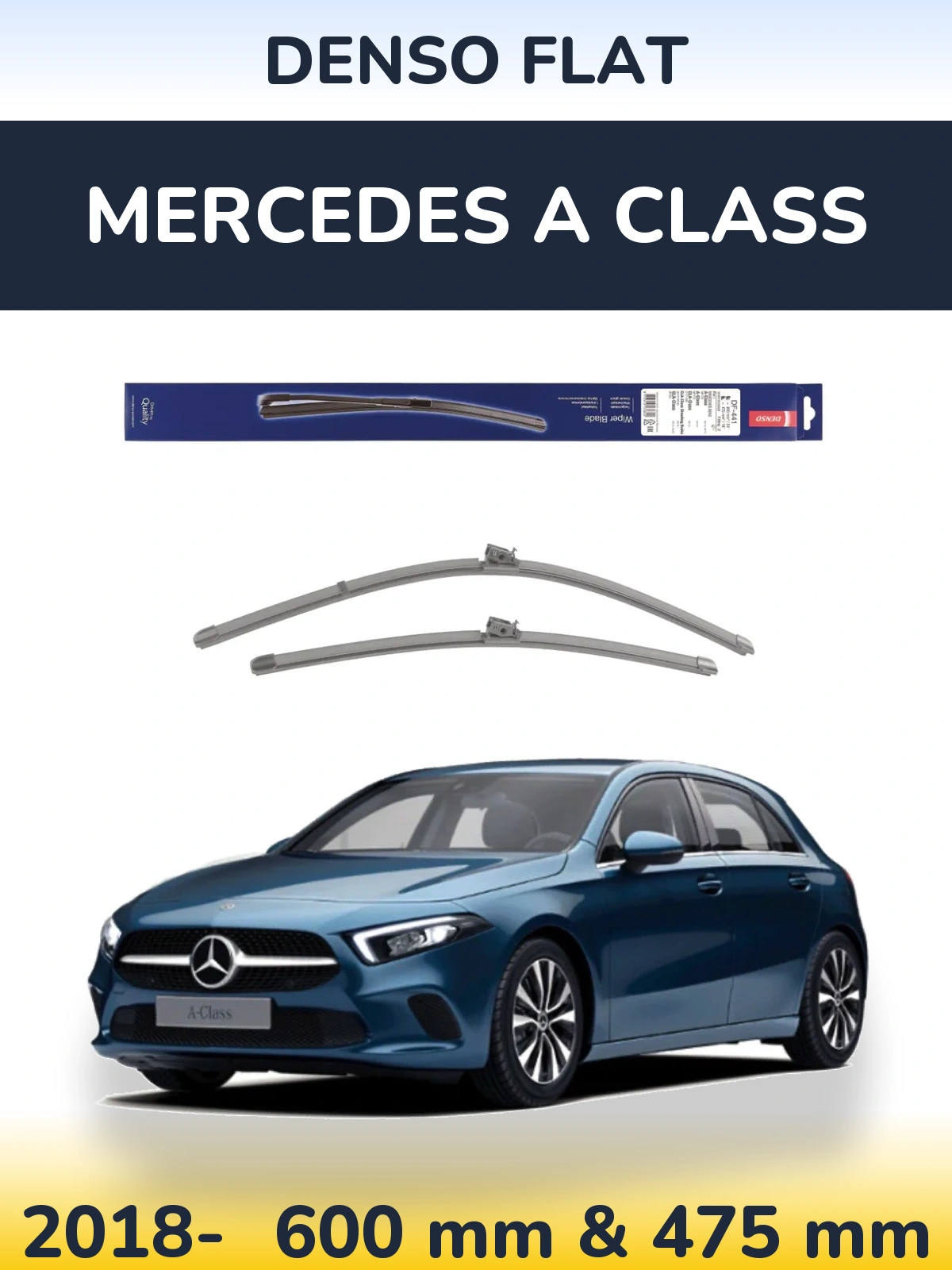 Komplet przednich wycieraczek Denso Flat 600 & 475 mm do Mercedes Klasa A 2018-2026