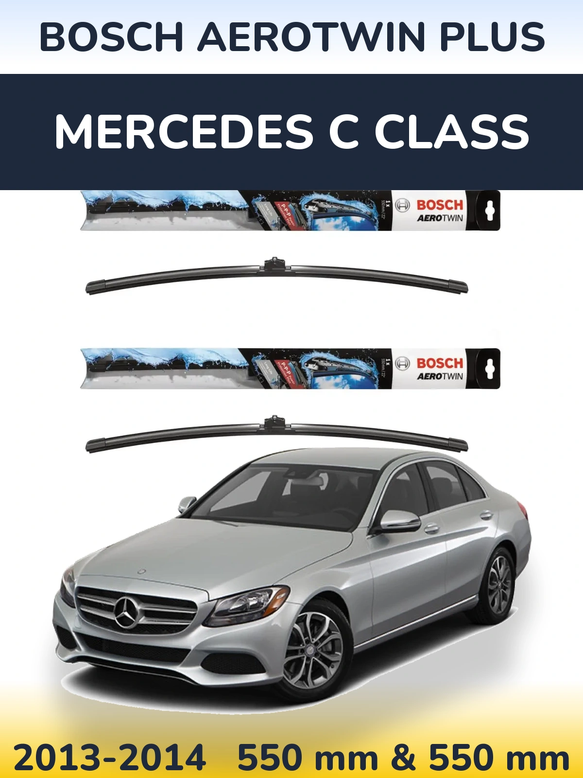 Комплект передних дворников BOSCH AeroTwin Plus 550 & 550 мм для Mercedes C Class 2013-2014