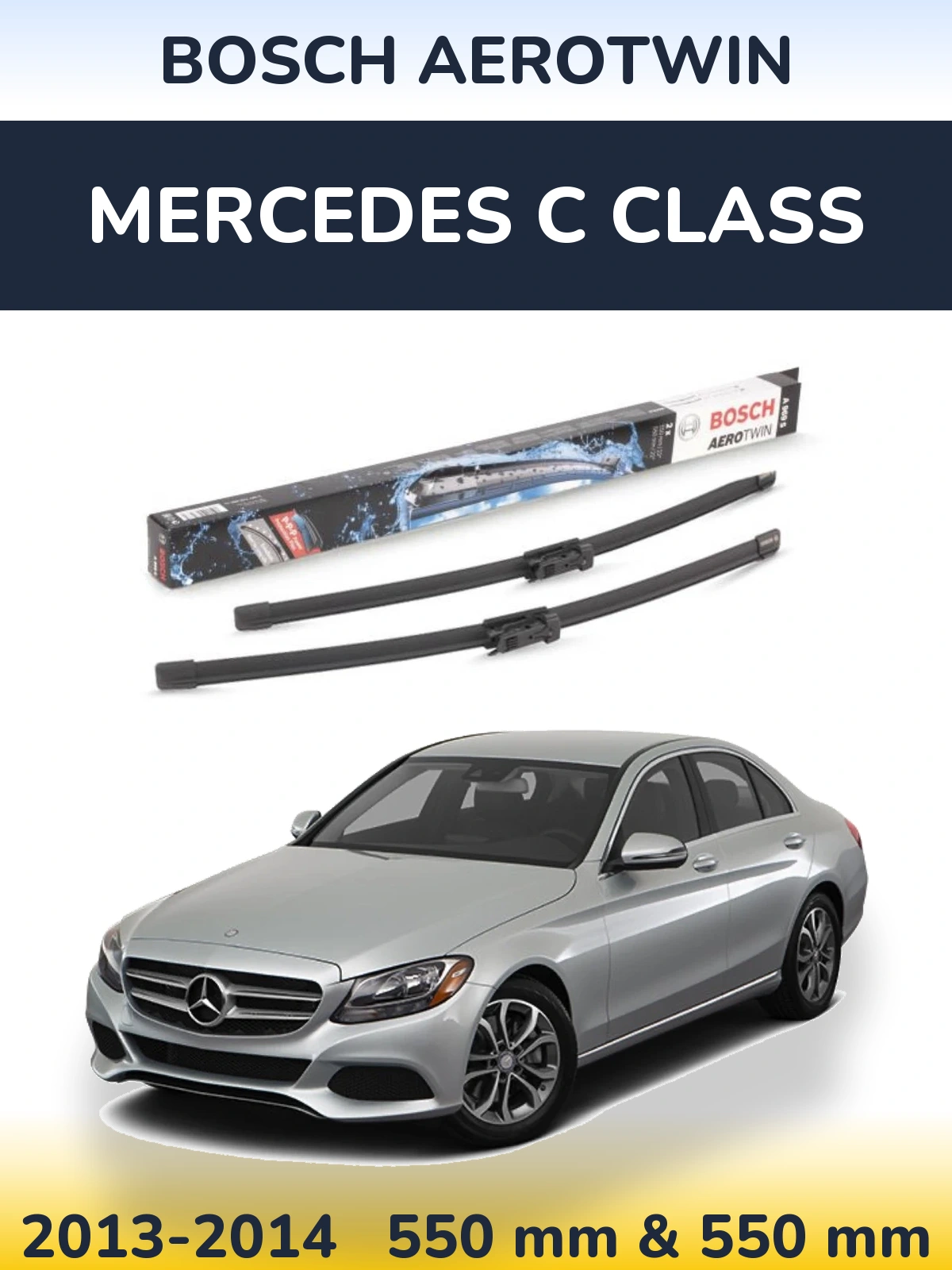 Komplet przednich wycieraczek BOSCH AeroTwin 550 & 550 mm do Mercedes Klasa C 2013-2014