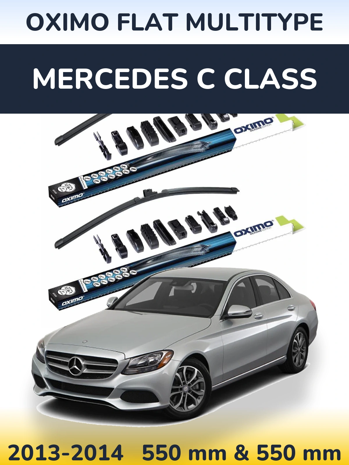 Komplet przednich wycieraczek Oximo Flat MultiType 550 & 550 mm do Mercedes Klasa C 2013-2014