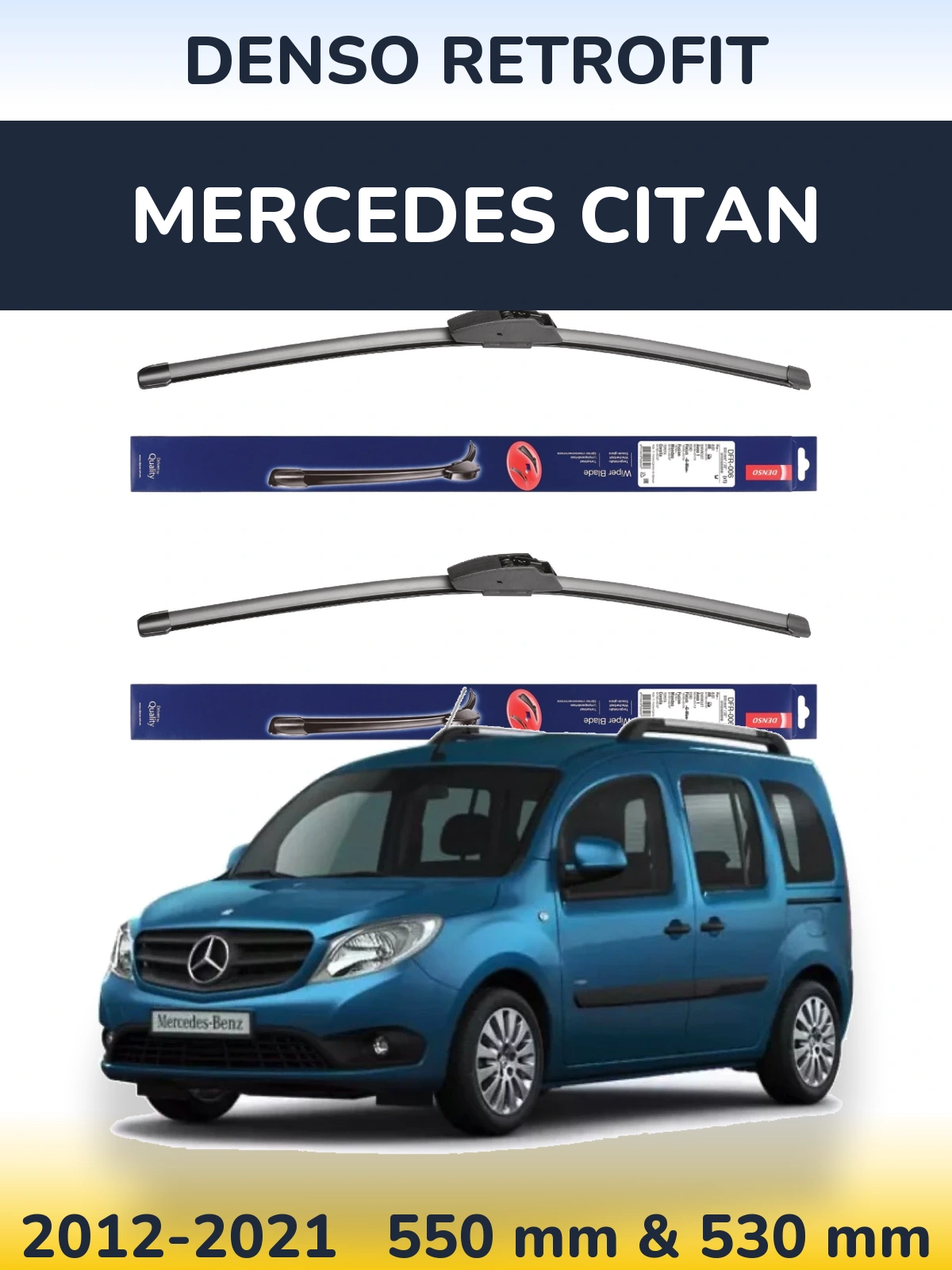 Komplet przednich wycieraczek Denso Retrofit 550 & 530 mm do Mercedes Citan 2012-2021