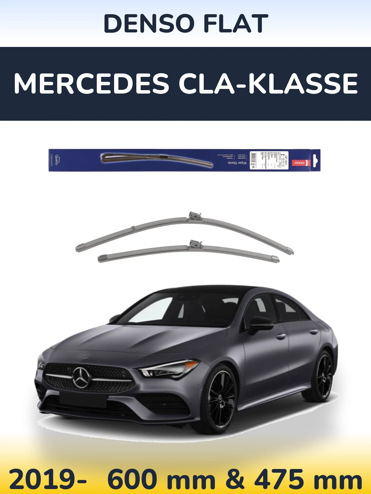 Комплект передних дворников Denso Flat 600 & 475 мм для Mercedes CLA-Klasse 2019-2026
